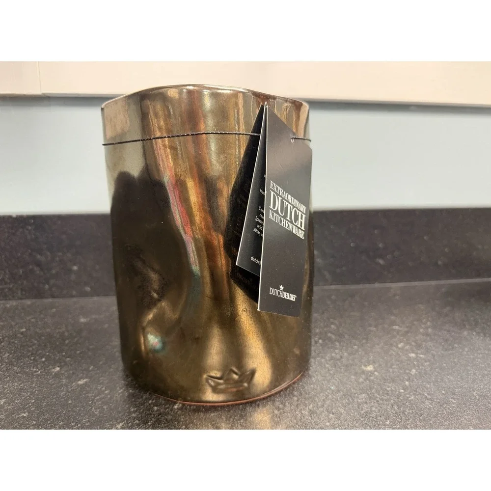 Dutchdeluxes Dented Crock Utensil Holder - Platinum Ceramic - Handmade Portugal - Picture 7 of 10